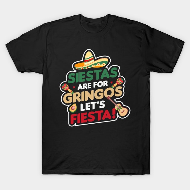 Cinco De Mayo Fiesta Gringos Mexican Guitar Sombrero Mango T-Shirt by Shreefel